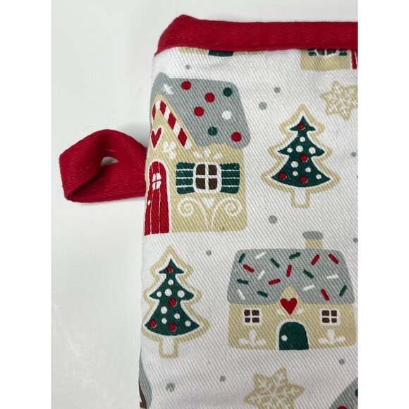 Wyatt Home Christmas Oven Mitt Gingerbread House Pot Holder Glove Red White - Picture 5 of 9